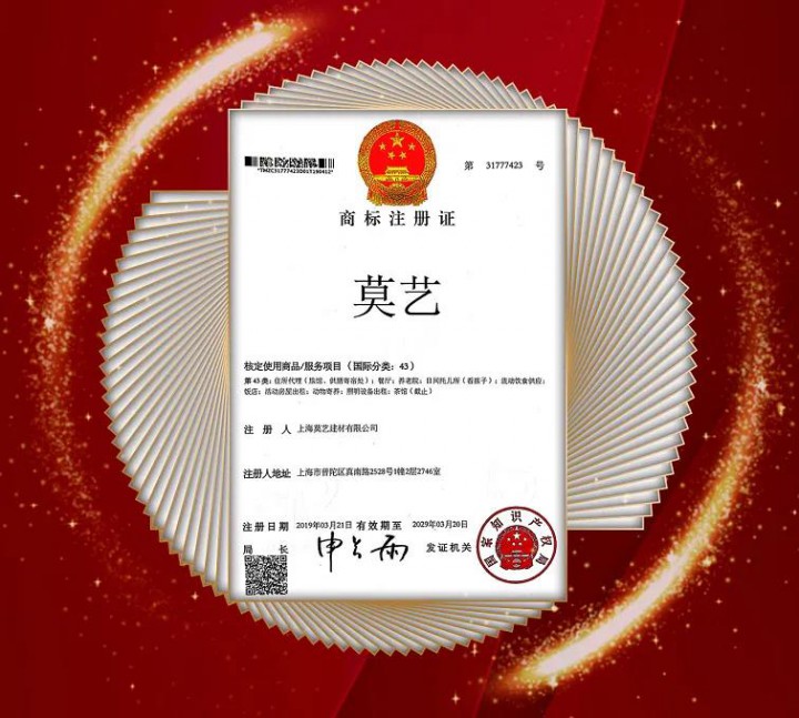 隆重祝贺莫艺集团45个类别商标全部注册通过